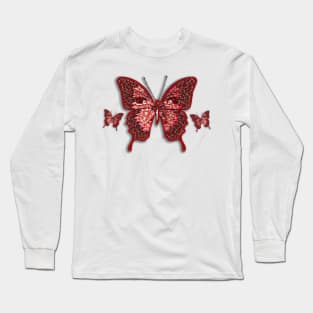 Peppermint Candy Pattern and Butterfly Long Sleeve T-Shirt